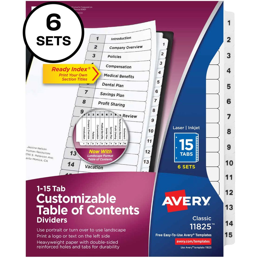 Avery&reg; 15-tab Custom Table of Contents Dividers