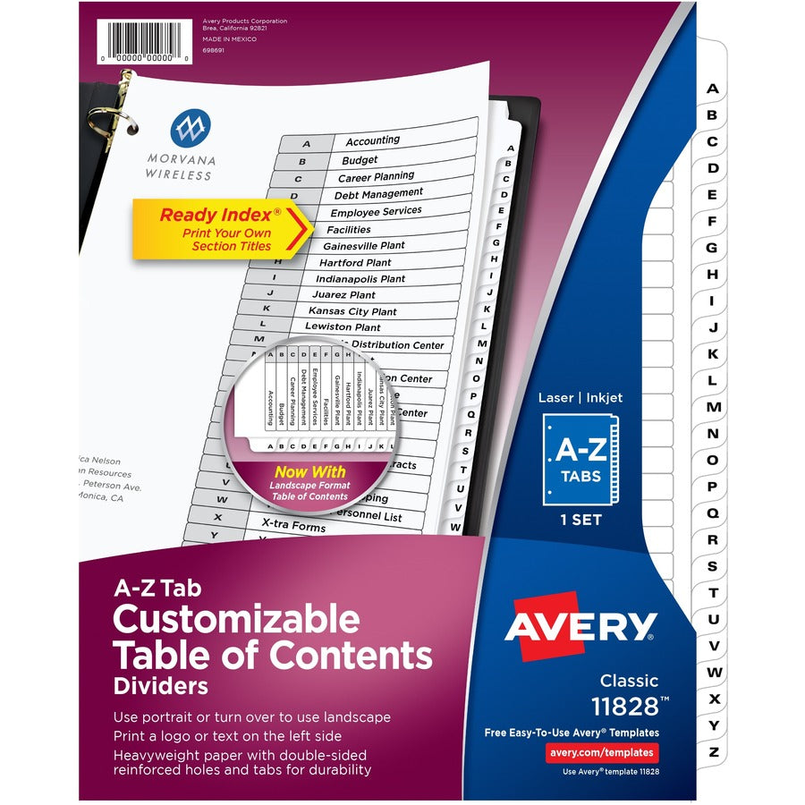 Avery&reg; A-Z Black & White Table of Contents Dividers