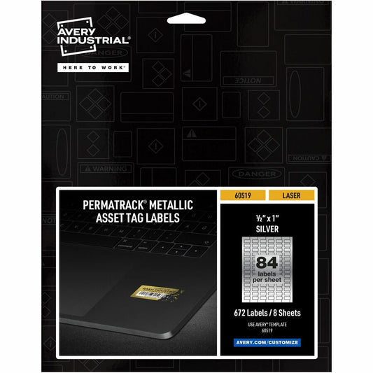 Avery&reg; PermaTrack Metallic Asset Tag Labels 1/2" x 1"  672 Asset Tags