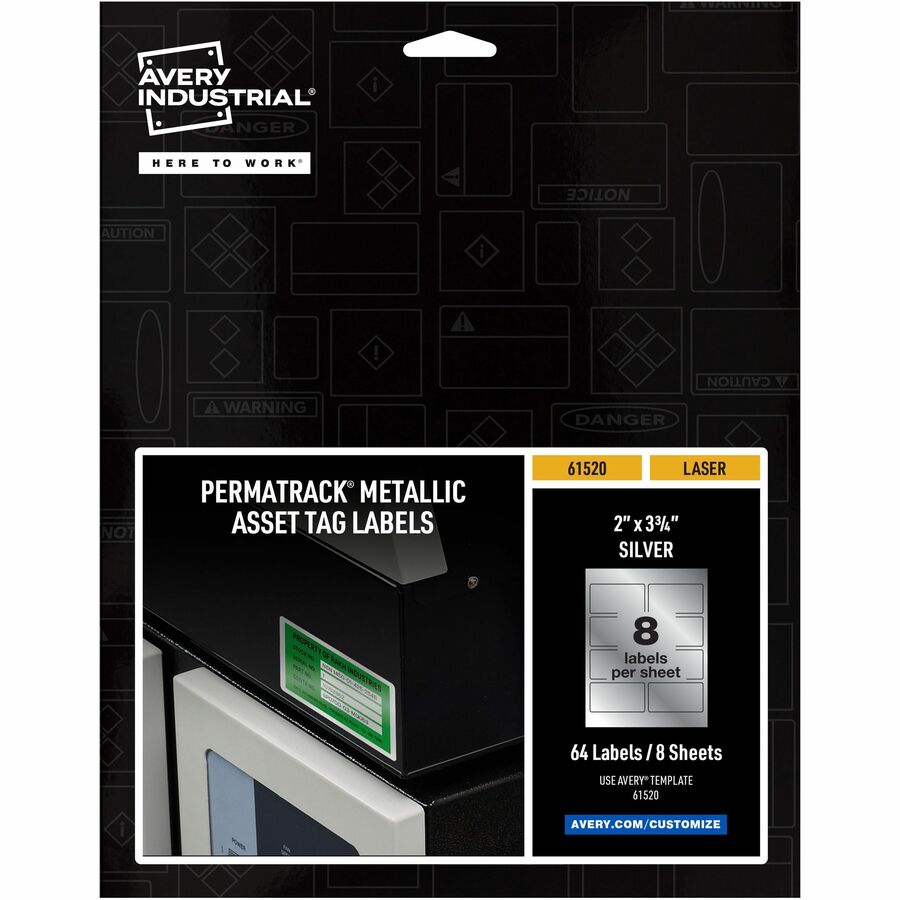 Avery&reg; PermaTrack Metallic Asset Tag Labels 2" x 3-3/4"  64 Asset Tags