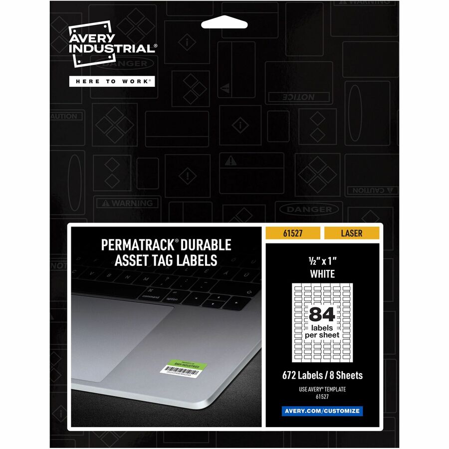 Avery&reg; PermaTrack Durable White Asset Tag Labels 1/2" x 1"  672 Asset Tags