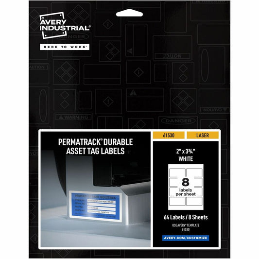 Avery&reg; PermaTrack Durable White Asset Tag Labels 2" x 3-3/4"  64 Asset Tags