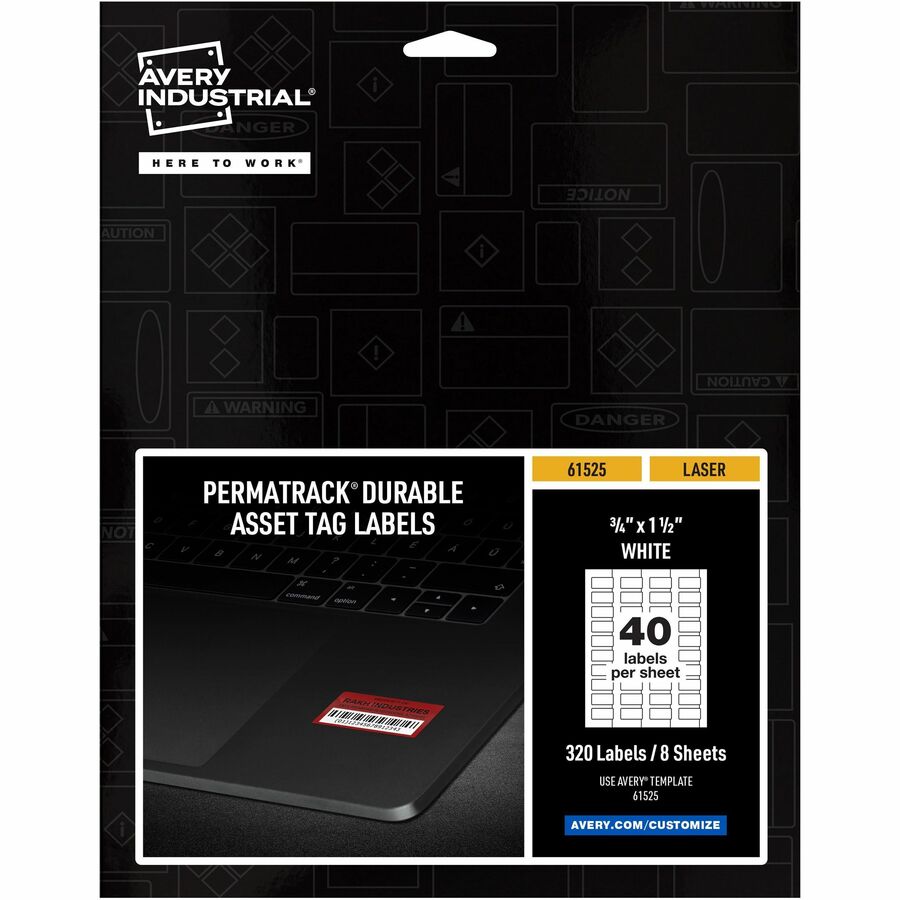 Avery&reg; PermaTrack Durable White Asset Tag Labels 3/4" x 1-1/2"  320 Asset Tags