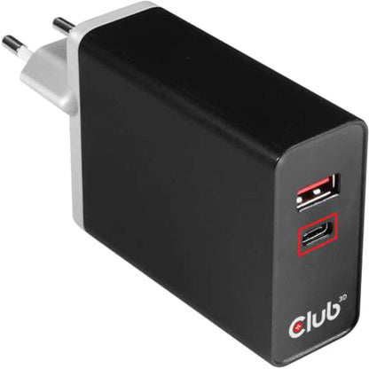 Club 3D USB Type A and C Dual Power Charger up to 60W