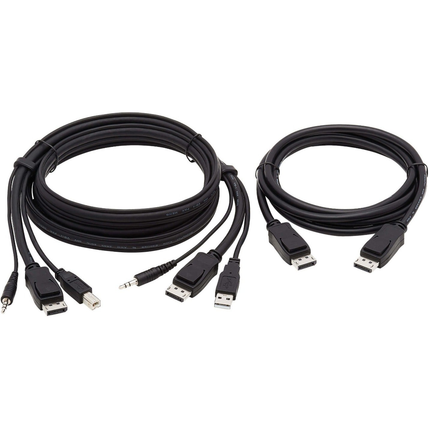 Tripp Lite Dual DisplayPort KVM Cable Kit DP USB 3.5 mm Audio (3xM/3xM) + DP (M/M) 4K 4:4:4 6 ft. (1.83 m) Black