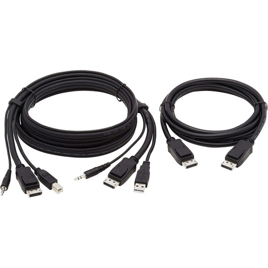 Tripp Lite Dual DisplayPort KVM Cable Kit DP USB 3.5 mm Audio (3xM/3xM) + DP (M/M) 4K 4:4:4 6 ft. (1.83 m) Black