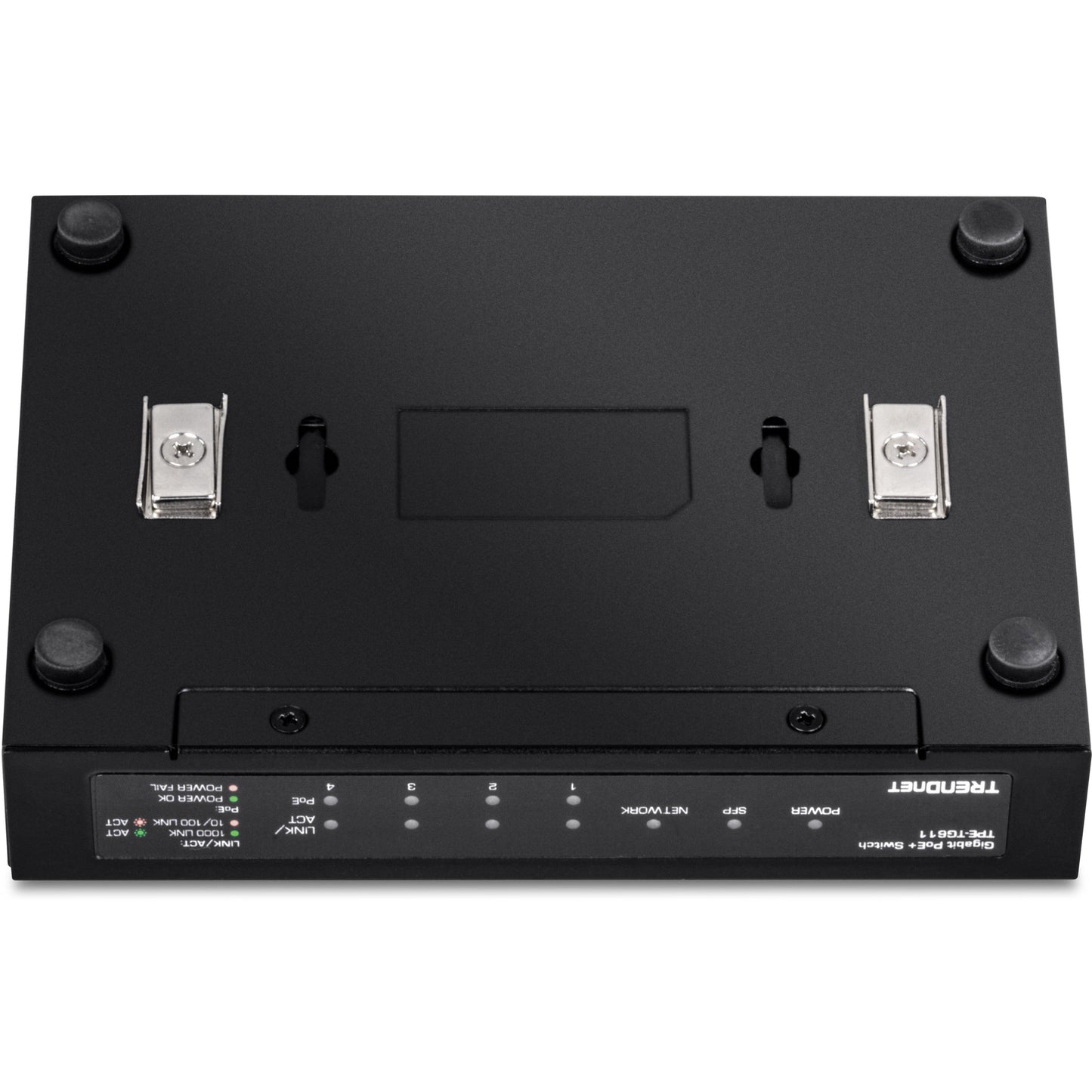 TRENDnet 6-port Gigabit Poe+ Switch; TPE-TG611; 4 X Gigabit Poe+ Ports; 1 X Gigabit Port; 1 X SFP Slot; Supports 100/1000Base-FX Fiber SFP Modules; Ethernet Desktop Network Switch; Lifetime Protection