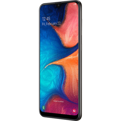 Samsung Galaxy A20 SM-A205U 32 GB Smartphone - 6.4" Super AMOLED Full HD 1920 x 1080 - Cortex A73Dual-core (2 Core) 1.60 GHz + Cortex A53 Hexa-core (6 Core) 1.35 GHz - 3 GB RAM - Android 9.0 Pie - 4G - Black