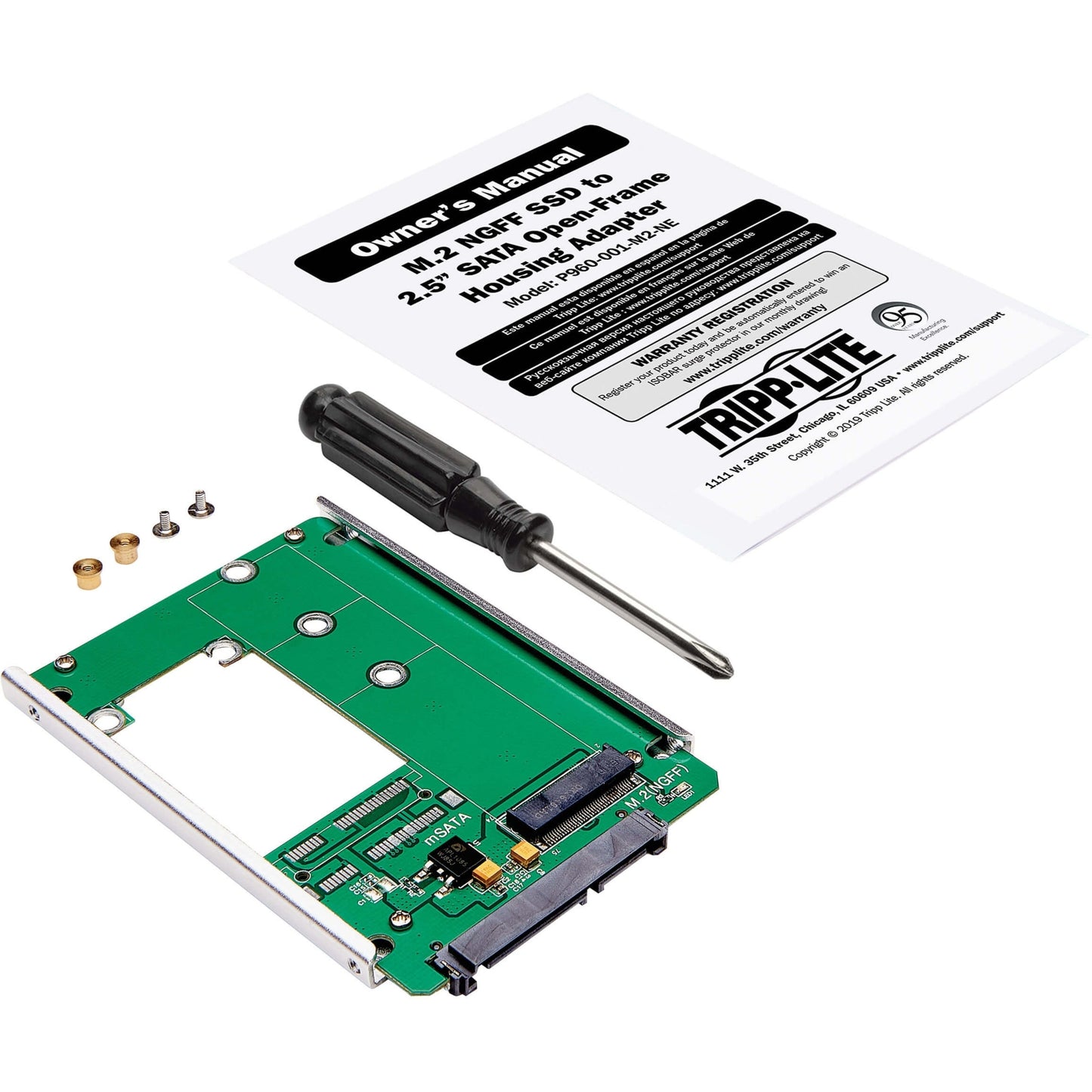 Tripp Lite M.2 NGFF SSD (B-Key) to 2.5in SATA Open Frame Housing Adapter