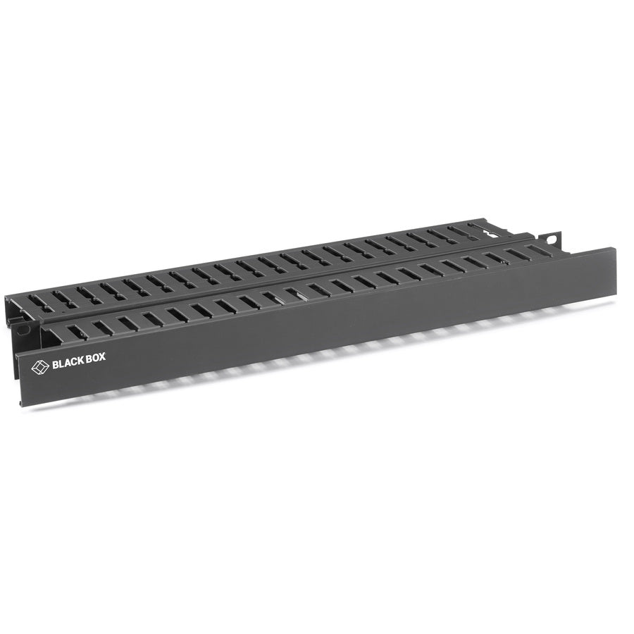 Black Box 1U Horizontal 19" IT Rackmount Cable Manager Double-Sided Black