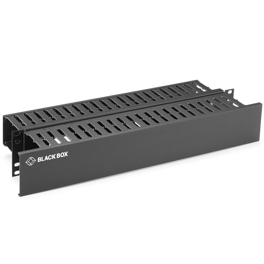 Black Box 2U Horizontal 19" IT Rackmount Cable Manager Double-Sided Black