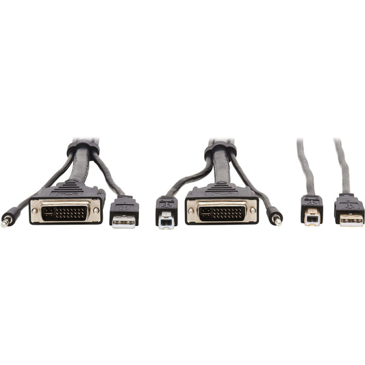 Tripp Lite DVI KVM Cable Kit DVI USB 3.5 mm Audio (3xM/3xM) + USB (M/M) 1080p 10 ft. (3.05 m)