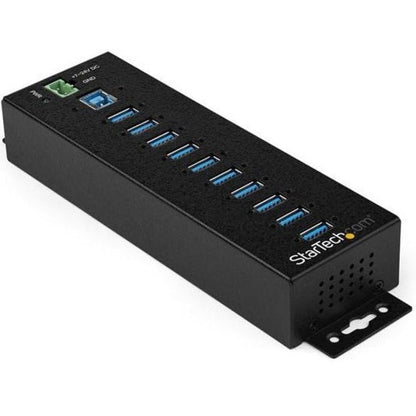 StarTech.com 10 Port USB Hub w/ Power Adapter - Metal Industrial USB 3.0 Data Hub - Din Rail Wall & Desk Mount USB 3.2 Gen 1 5Gbps Hub