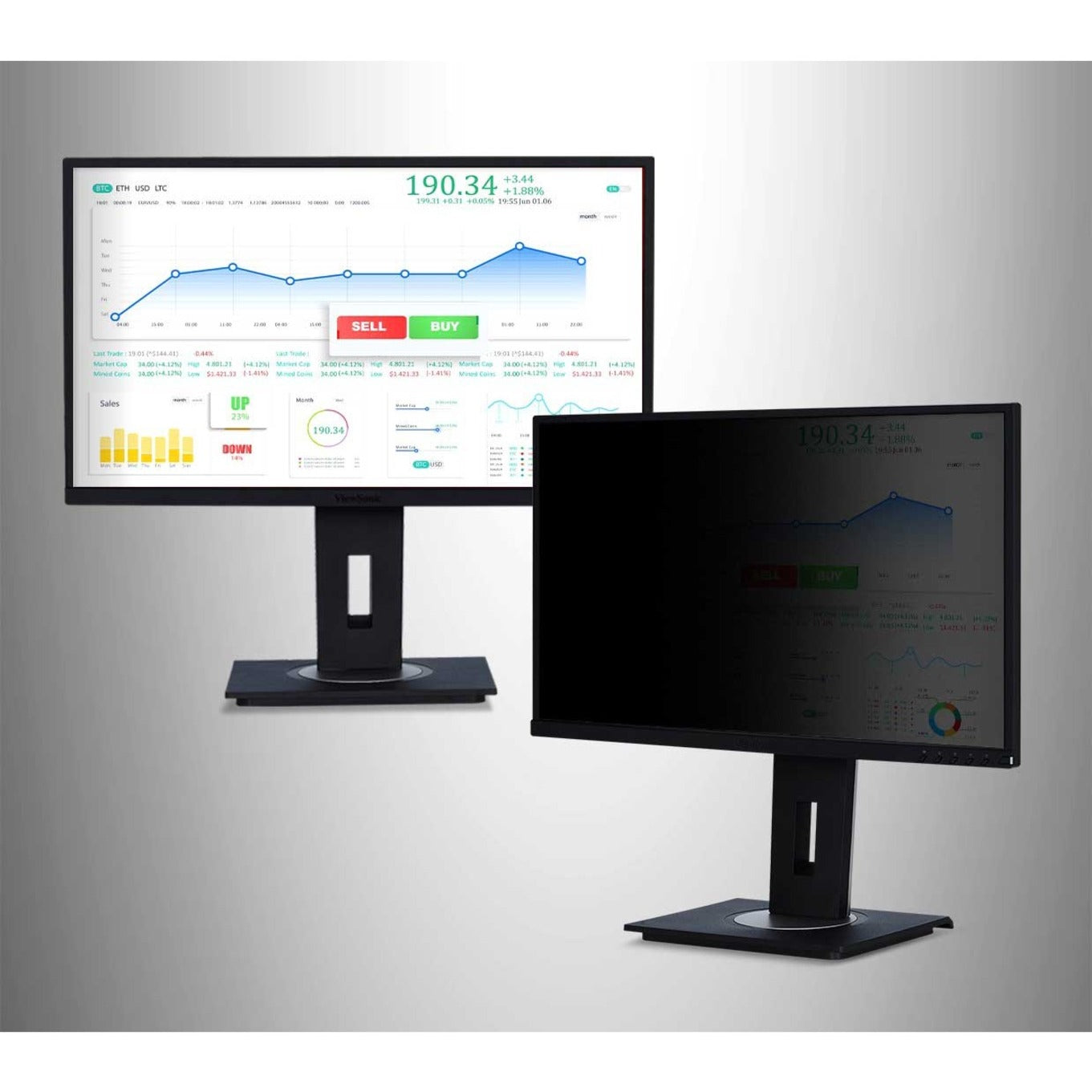 ViewSonic VG2448-PF 24 Inch IPS 1080p Ergonomic Monitor with Built-In Privacy Filter HDMI DisplayPort USB and 40 Degree Tilt