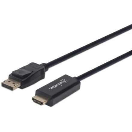 Manhattan DisplayPort 1.2 to HDMI Cable 4K@60Hz 1m Male to Male DP With Latch Black Not Bi-Directional Three Year Warranty Polybag