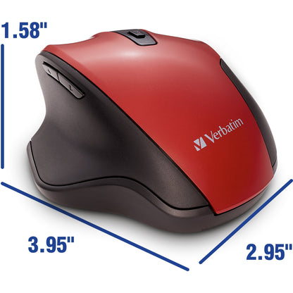 Verbatim Silent Ergonomic Wireless Blue LED Mouse - Red