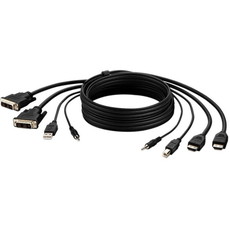 Belkin Dual DVI to HDMI High Retention + USB A/B + Audio Passive Combo KVM Cable