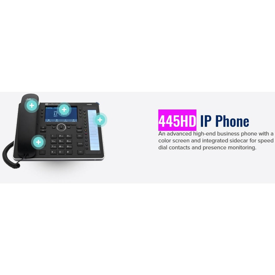 AudioCodes 445HD IP Phone - Corded - Corded - Black