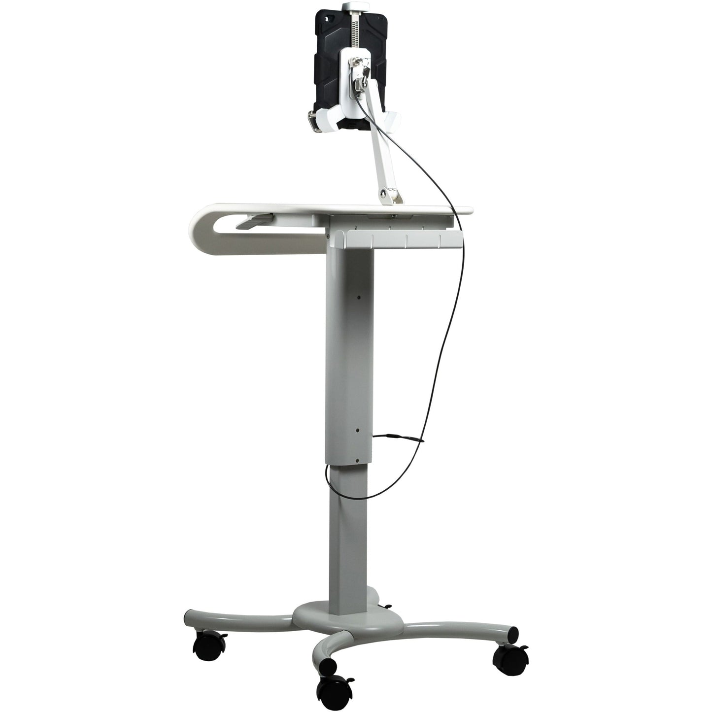 CTA Digital Height-Adjustable Rolling Security Medical Workstation Cart for 7-14 Inch Tablets