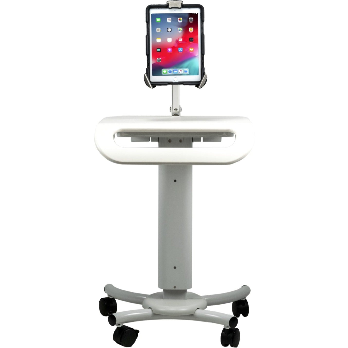 CTA Digital Height-Adjustable Rolling Security Medical Workstation Cart for 7-14 Inch Tablets