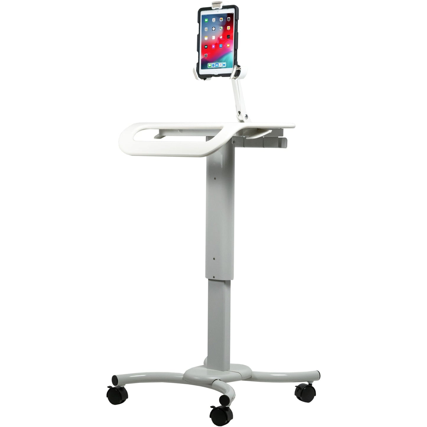 CTA Digital Height-Adjustable Rolling Security Medical Workstation Cart for 7-14 Inch Tablets