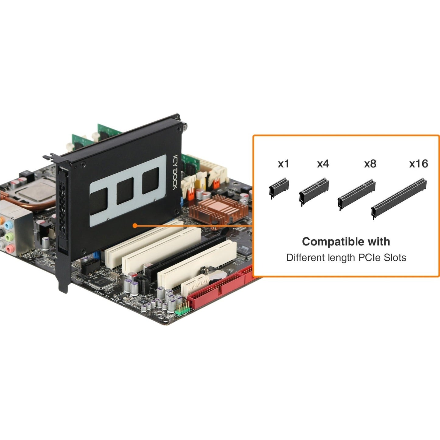 Icy Dock ToughArmor MB839SP-B Drive Slot Adapter - PCI Express 2.0 x1 Host Interface Internal - Black