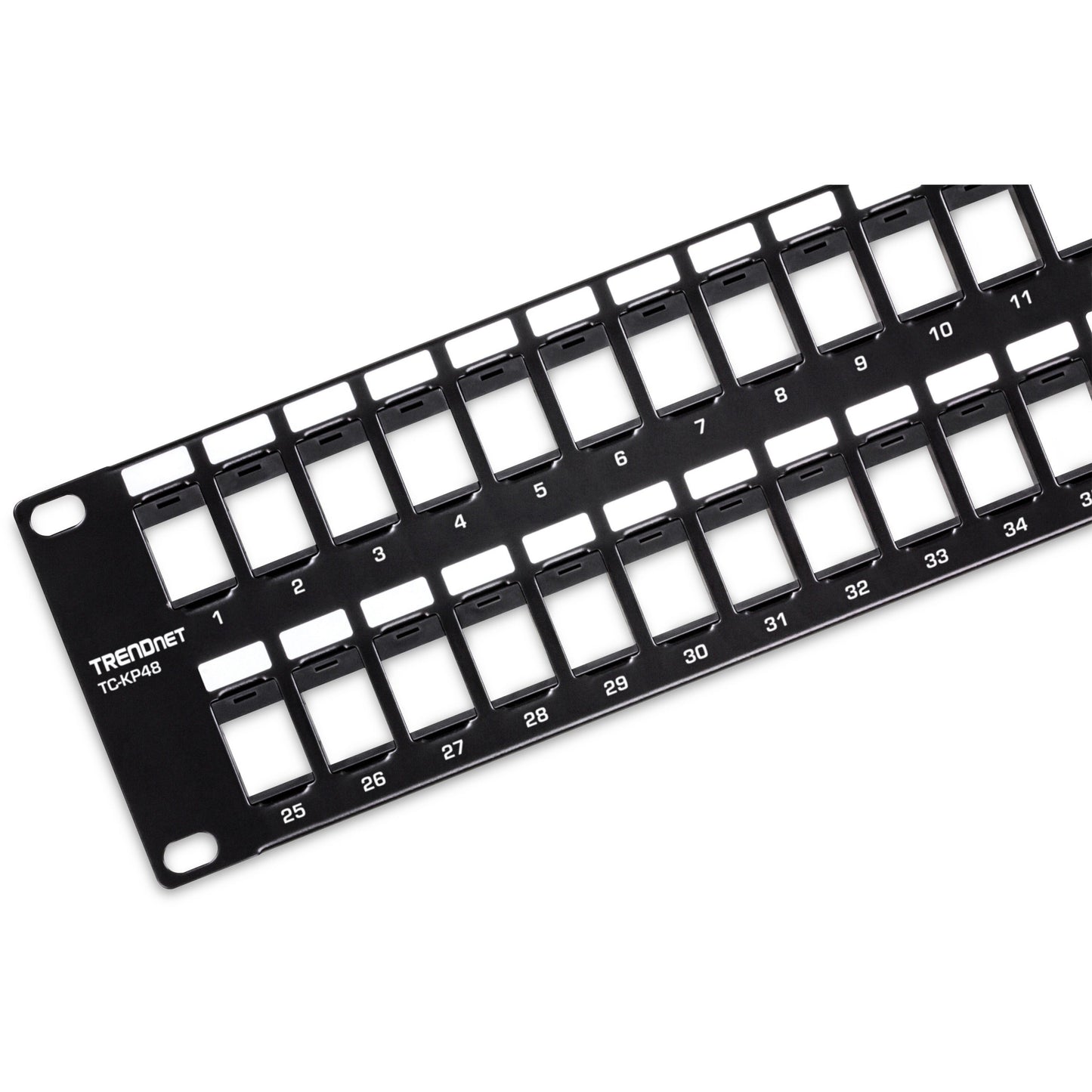 TRENDnet 48-Port Blank Keystone 2U HD Patch Panel 2U 19" Rackmount Housing HD Keystone Network Patch Panel Recommended With TC-K25C6 & TC-K50C6 Cat6 Keystone Jacks (Sold Separately) Black TC-KP48