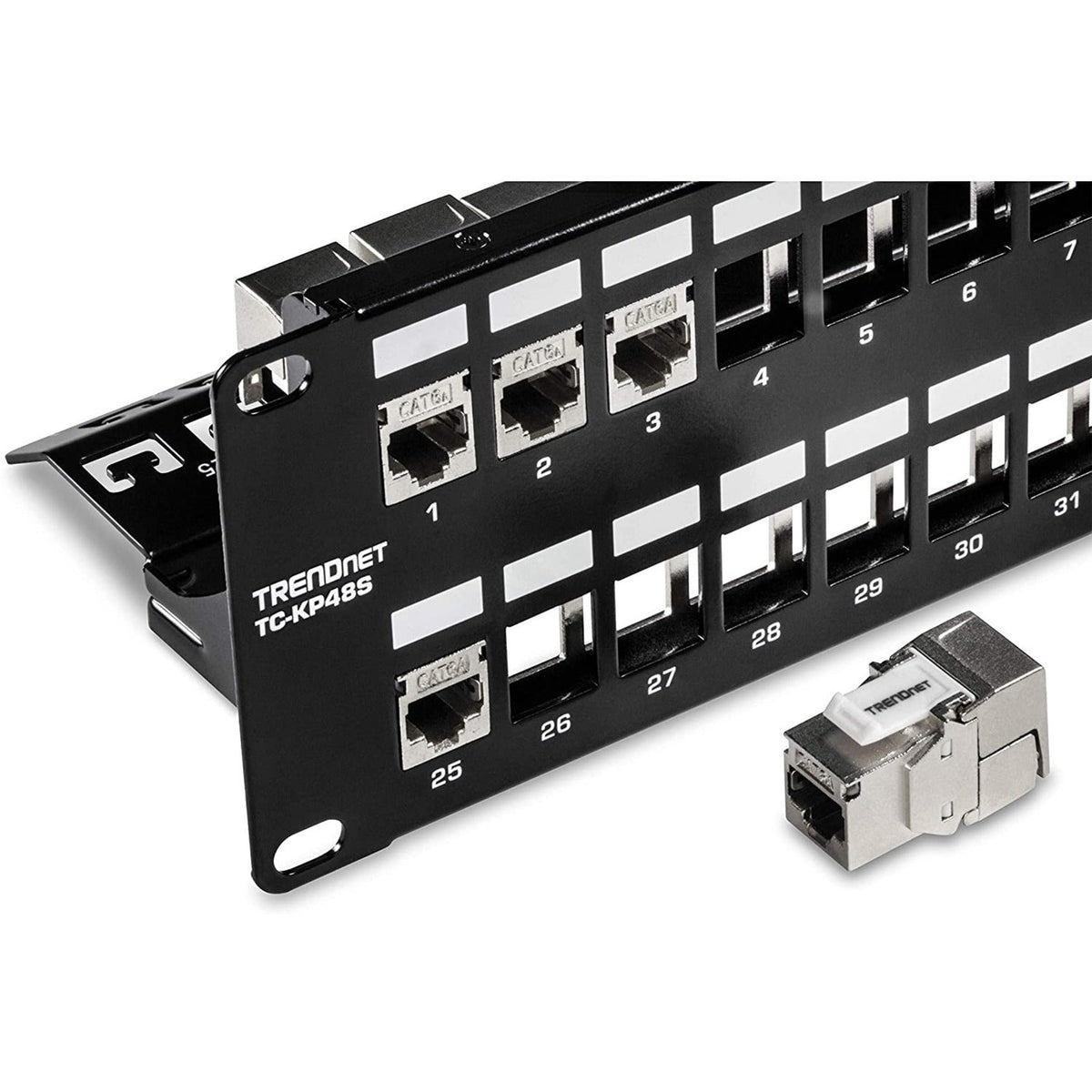 TRENDnet 48-Port Blank Keystone Shielded 2U HD Patch Panel TC-KP48S 2U 19" Metal Rackmount Housing Network Management Panel Recommended with TC-K06C6A Cat6A Keystone Jacks (sold separately)