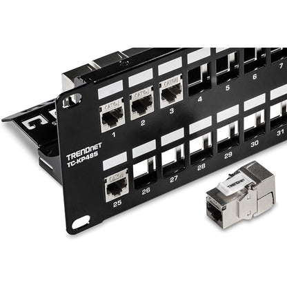 TRENDnet 48-Port Blank Keystone Shielded 2U HD Patch Panel TC-KP48S 2U 19" Metal Rackmount Housing Network Management Panel Recommended with TC-K06C6A Cat6A Keystone Jacks (sold separately)