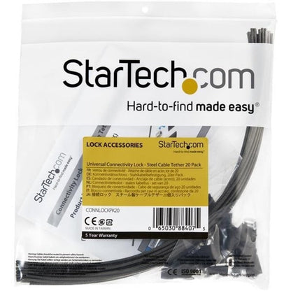 StarTech.com 20-Pack Security Cable Tethers for Adapters & Dongles - Universal Cable Tether Kit - Steel Tether Cable Lock - Anti-Theft