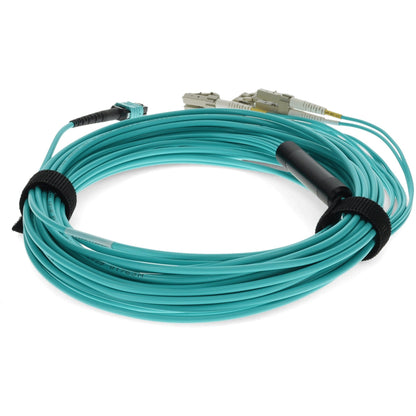 AddOn 3m MPO (Female) to 8xLC (Male) 8-Strand Aqua OM4 OFNP (Plenum-rated) Fiber Fanout Cable