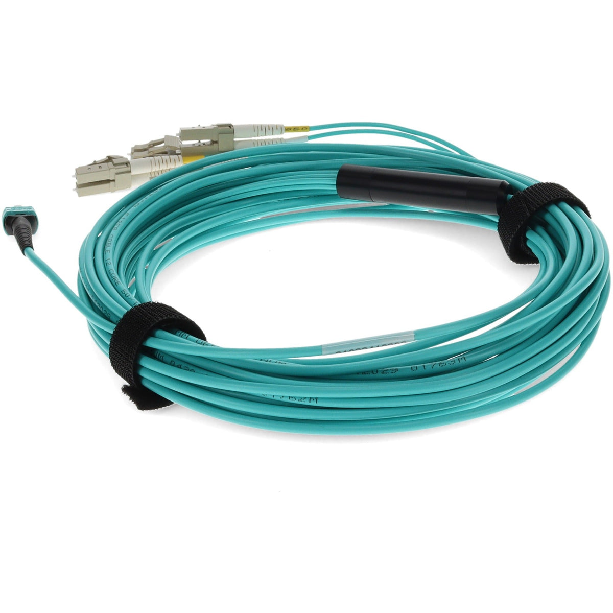 AddOn 3m MPO (Female) to 8xLC (Male) 8-Strand Aqua OM4 OFNP (Plenum-rated) Fiber Fanout Cable