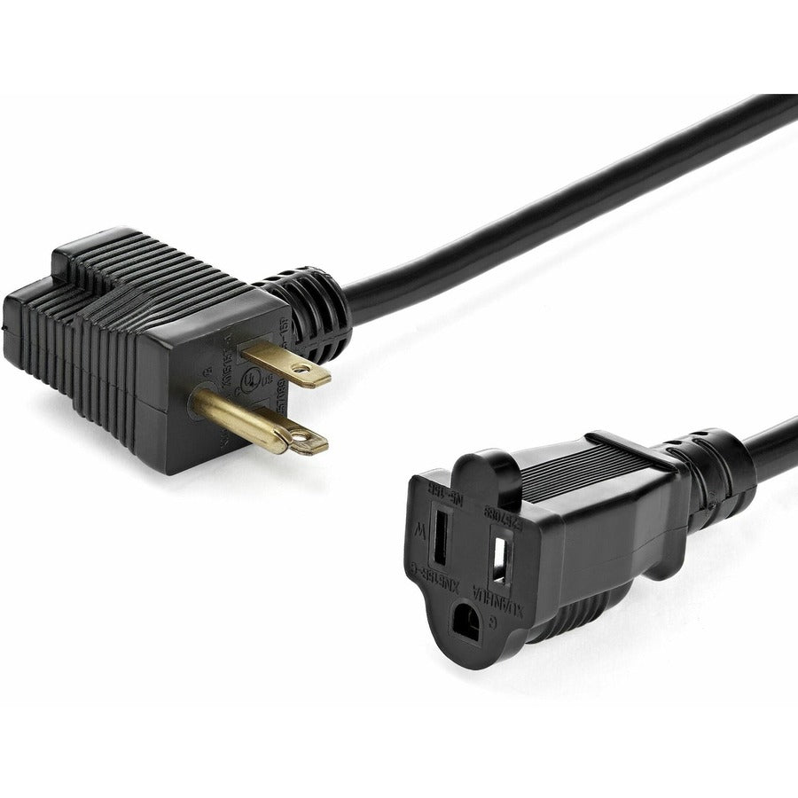 StarTech.com 1ft (0.3m) Short Extension Cord NEMA 5-15P/R to NEMA 5-15R 13A 125V 16AWG Black Outlet Saver Power Extension Cable