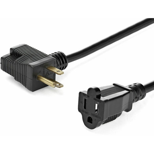 StarTech.com 1ft (0.3m) Short Extension Cord NEMA 5-15P/R to NEMA 5-15R 13A 125V 16AWG Black Outlet Saver Power Extension Cable