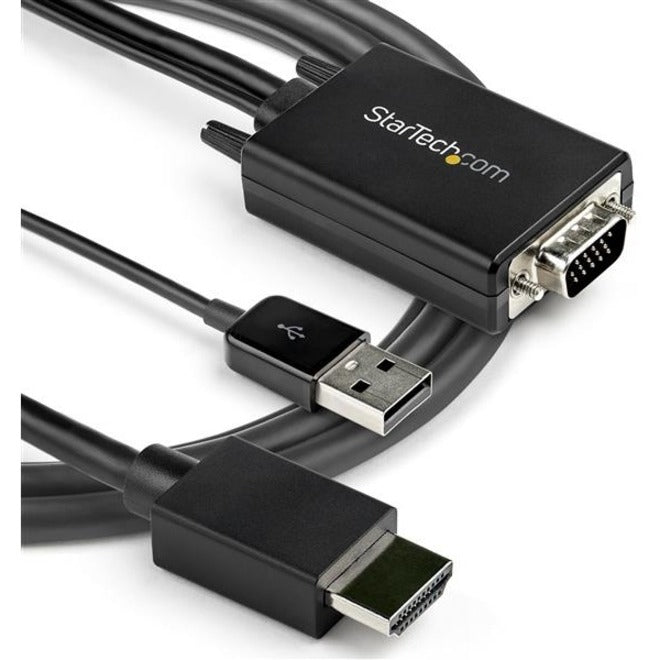 StarTech.com 6ft VGA to HDMI Converter Cable with USB Audio Support - 1080p Analog to Digital Video Adapter Cable - Male VGA to Male HDMI