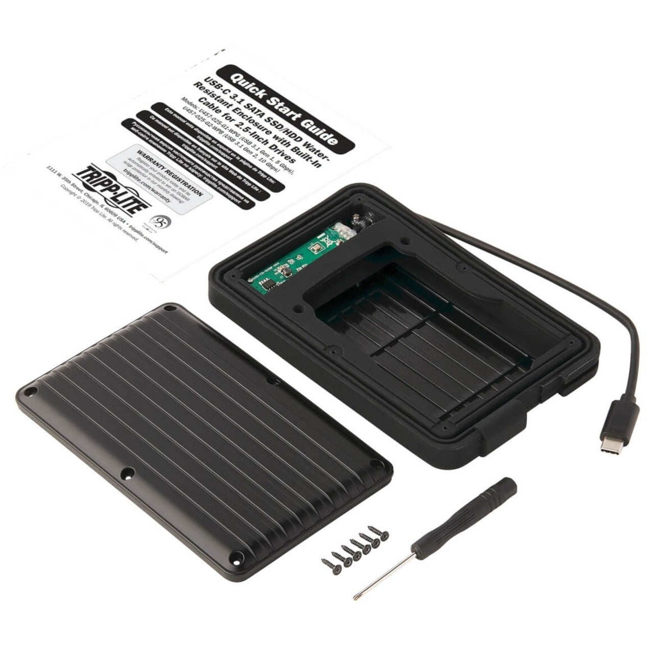 Tripp Lite USB-C to SATA SSD/HDD Enclosure Adapter USB 3.1 Gen 2 (10 Gbps) Thunderbolt 3 IP66 Rated UASP