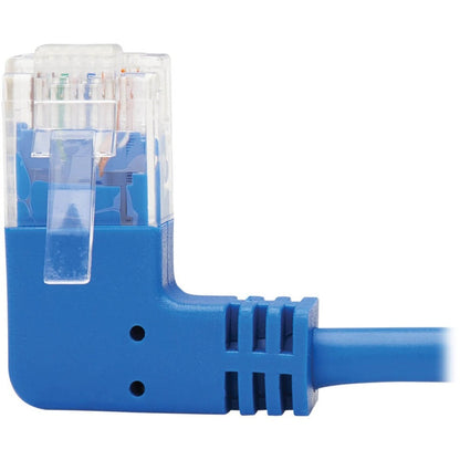 Tripp Lite Left-Angle Cat6 Gigabit Molded Slim UTP Ethernet Cable (RJ45 Left-Angle M to RJ45 M) Blue 1 ft. (0.31 m)