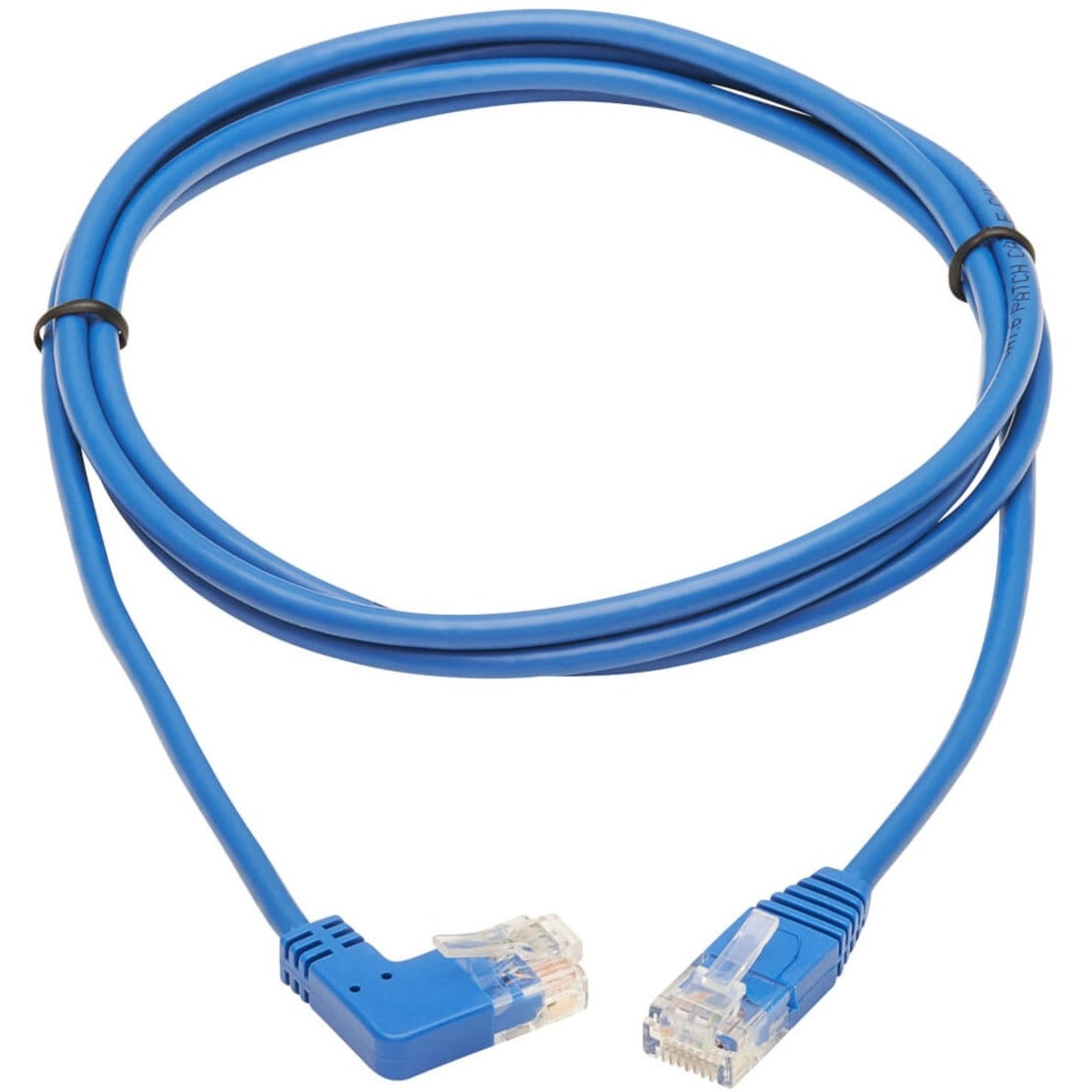 Tripp Lite Right-Angle Cat6 Gigabit Molded Slim UTP Ethernet Cable (RJ45 Right-Angle M to RJ45 M) Blue 7 ft. (2.13 m)