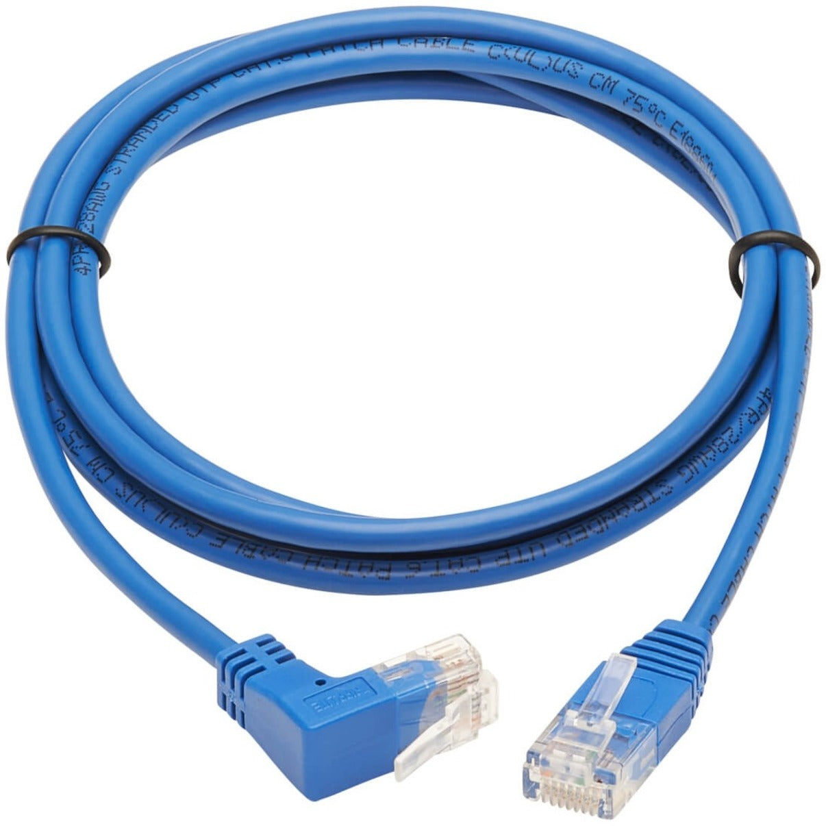 Tripp Lite Up-Angle Cat6 Gigabit Molded Slim UTP Ethernet Cable (RJ45 Right-Angle Up M to RJ45 M) Blue 7 ft. (2.13 m)