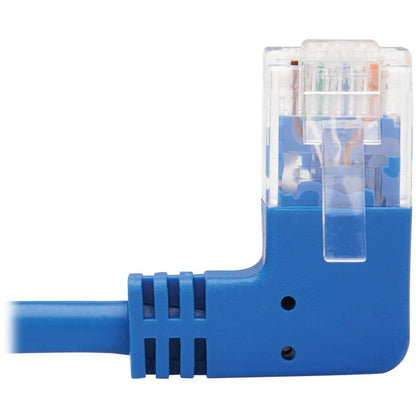 Tripp Lite Right-Angle Cat6 Gigabit Molded Slim UTP Ethernet Cable (RJ45 Right-Angle M to RJ45 M) Blue 10 ft. (3.05 m)