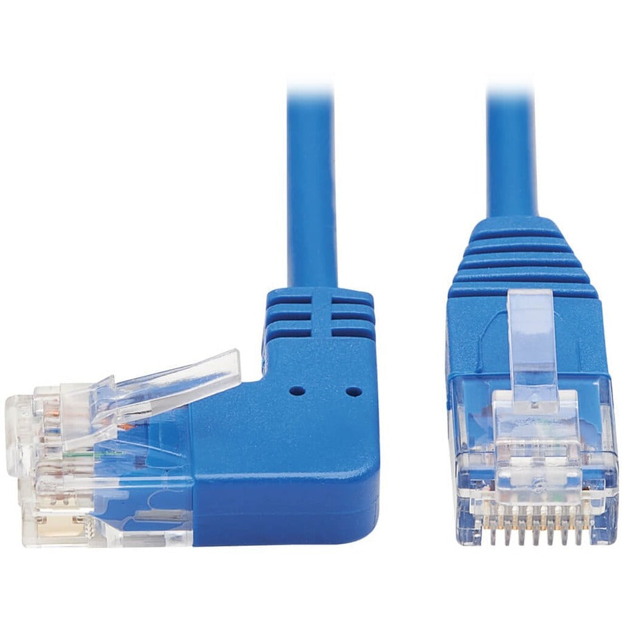 Tripp Lite Left-Angle Cat6 Gigabit Molded Slim UTP Ethernet Cable (RJ45 Left-Angle M to RJ45 M) Blue 15 ft. (4.57 m)