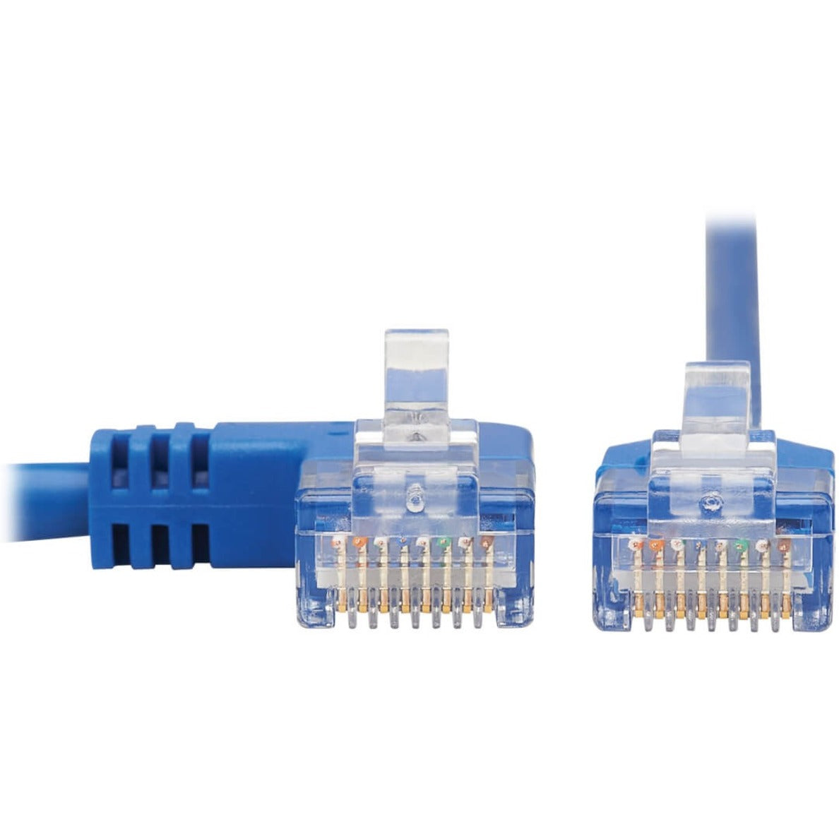 Tripp Lite Left-Angle Cat6 Gigabit Molded Slim UTP Ethernet Cable (RJ45 Left-Angle M to RJ45 M) Blue 15 ft. (4.57 m)