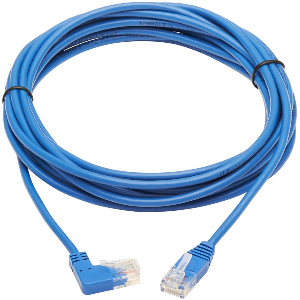Tripp Lite Right-Angle Cat6 Gigabit Molded Slim UTP Ethernet Cable (RJ45 Right-Angle M to RJ45 M) Blue 15 ft. (4.57 m)