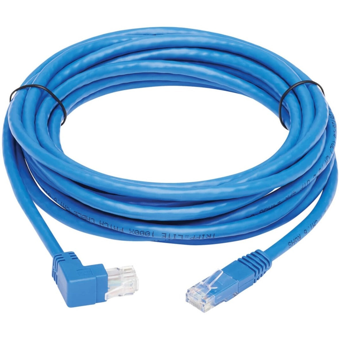 Tripp Lite Up-Angle Cat6 Gigabit Molded UTP Ethernet Cable (RJ45 Right-Angle Up M to RJ45 M) Blue 15 ft. (4.57 m)