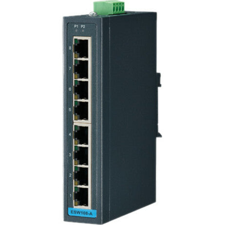 B+B SmartWorx 8FE Slim-type Unmanaged Industrial Ethernet Switch with Low Vac Power Input
