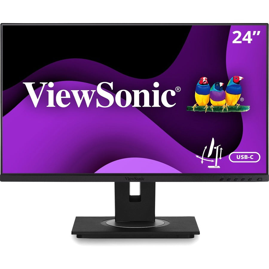 ViewSonic VG2456 24 Inch 1080p Monitor with USB C 3.2 Docking Built-In Gigabit Ethernet and 40 Degree Tilt Ergonomics for Home and Office