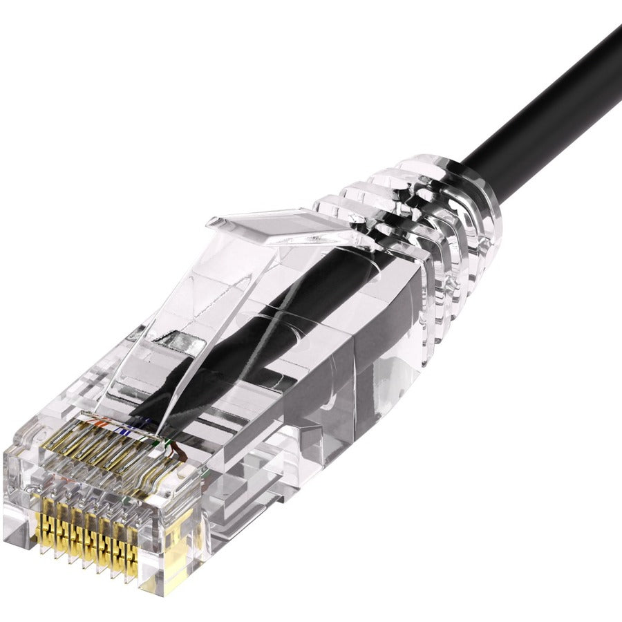 Unirise Clearfit Slim&trade; Cat6A 28AWG Patch Cable Snagless Black 1ft