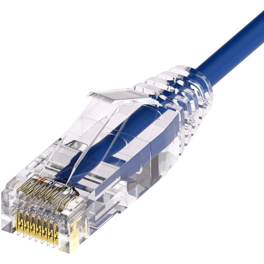 Unirise Clearfit Slim&trade; Cat6A 28AWG Patch Cable Snagless Blue 1ft