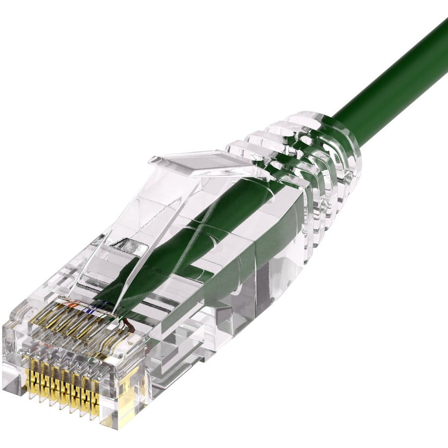 Unirise Clearfit Slim&trade; Cat6A 28AWG Patch Cable Snagless Green 1ft