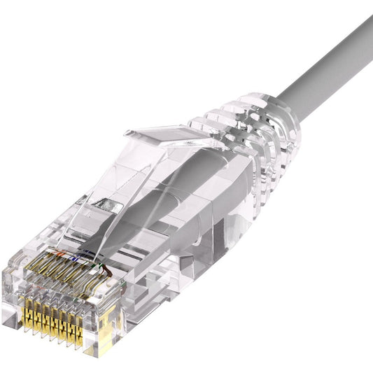 Unirise Clearfit Slim&trade; Cat6A 28AWG Patch Cable Snagless Gray 1ft